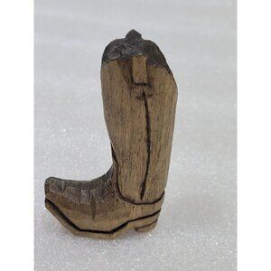 Carved Whittled Wooden Cowboy Boot 2-1/2" Western Decor